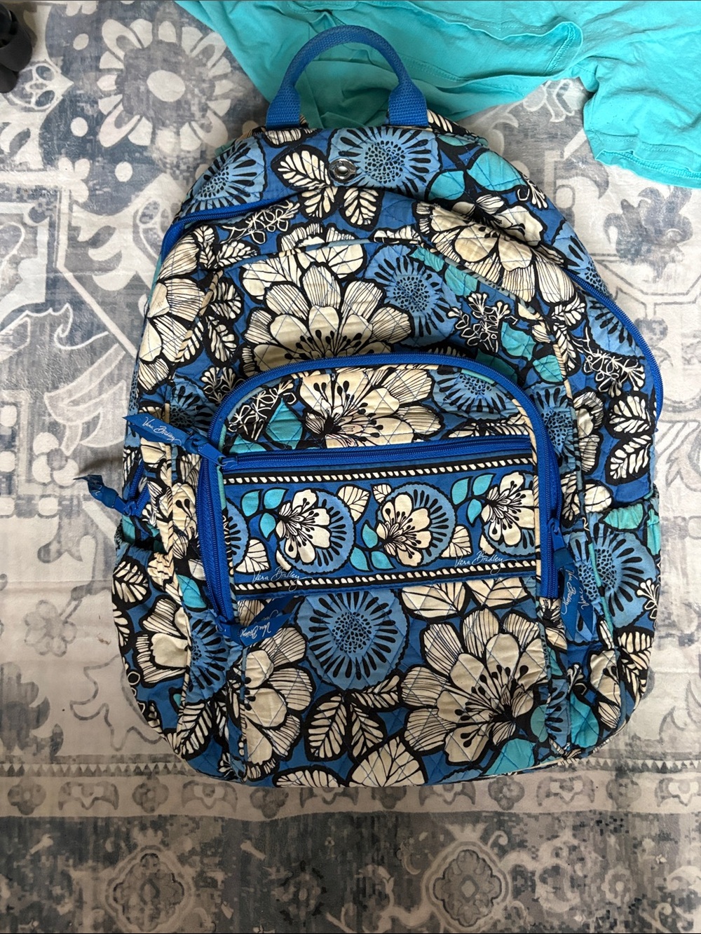 Vera Bradley Blue Floral Quilted Backpack